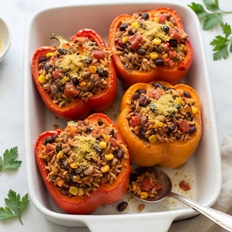 Stuffed Bell Peppers with Rice and Beans
